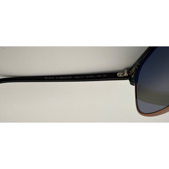 Ray Ban RB3016 Clubmaster Fleck Sunglasses Grey Green Gradient Gold trim - Picture 8 of 13